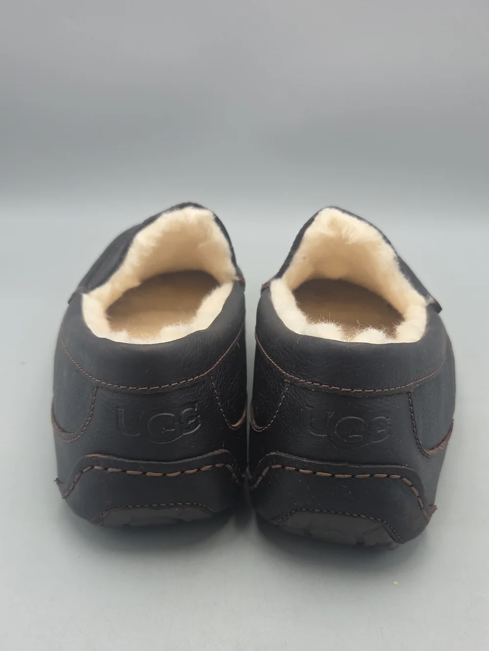 UGG Men's Ascot Brown Leather House Slippers Men 12